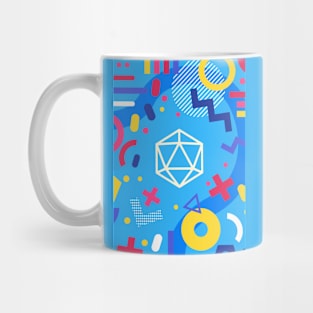 Polyhedral Dice Set Memphis Design Sky Blue Tabletop RPG Mug